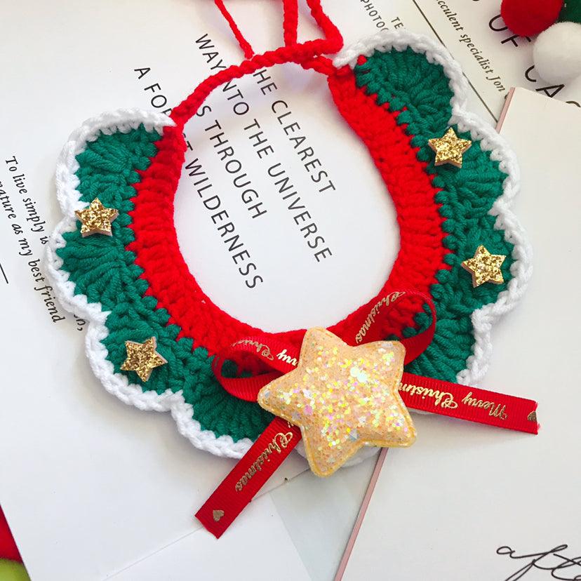 Handcrafted Festive Wool Pet Collar - Stylish Christmas Accessory For Your Beloved Pet-3