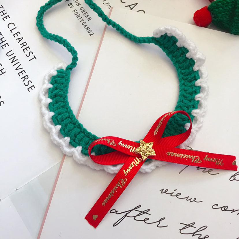 Handcrafted Festive Wool Pet Collar - Stylish Christmas Accessory For Your Beloved Pet-2
